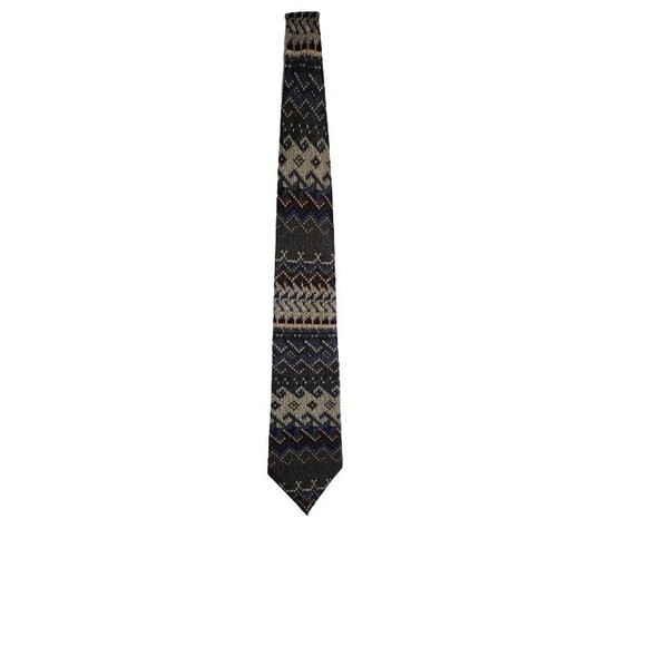 Henri Christian Other - Henri Christian New York Paris Mens All Silk Tie Fair Isle Beige Blue 4" x 62"